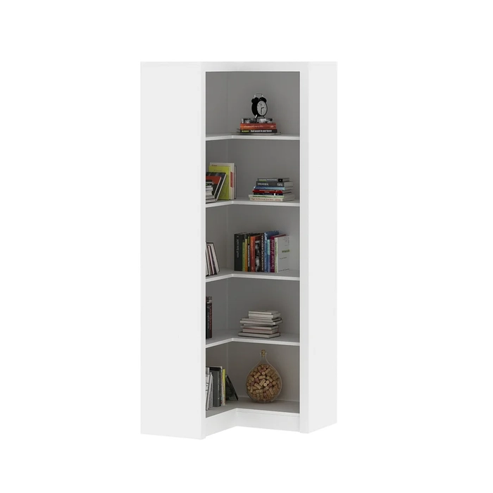 Armário em L 68cm Escritório 4 Prateleiras Branco - Tecno Mobili
