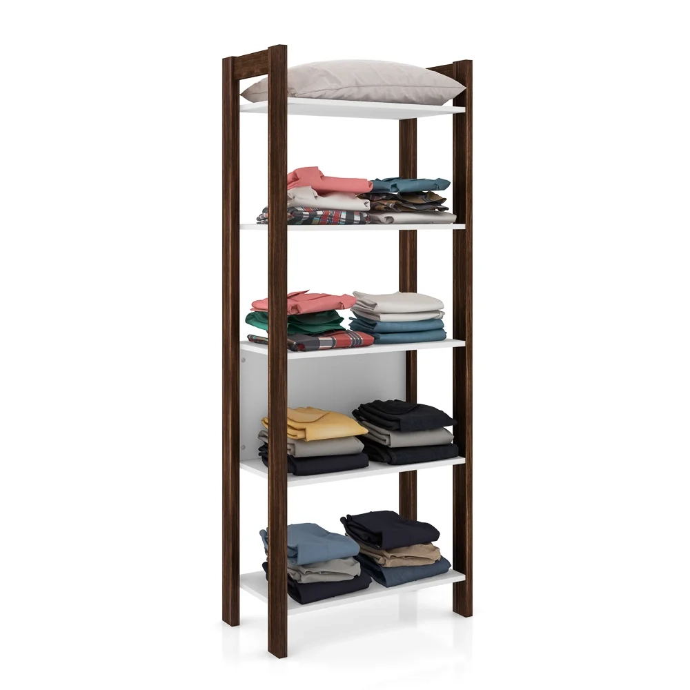 Estante Multiuso AZ1005 Branco/Nogal - Tecno Mobili