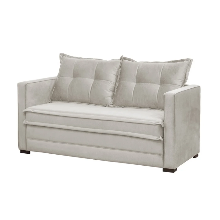 Sofá Cama Casal Articulável 2 Lugares Londres Suede Bege - D'Monegatto