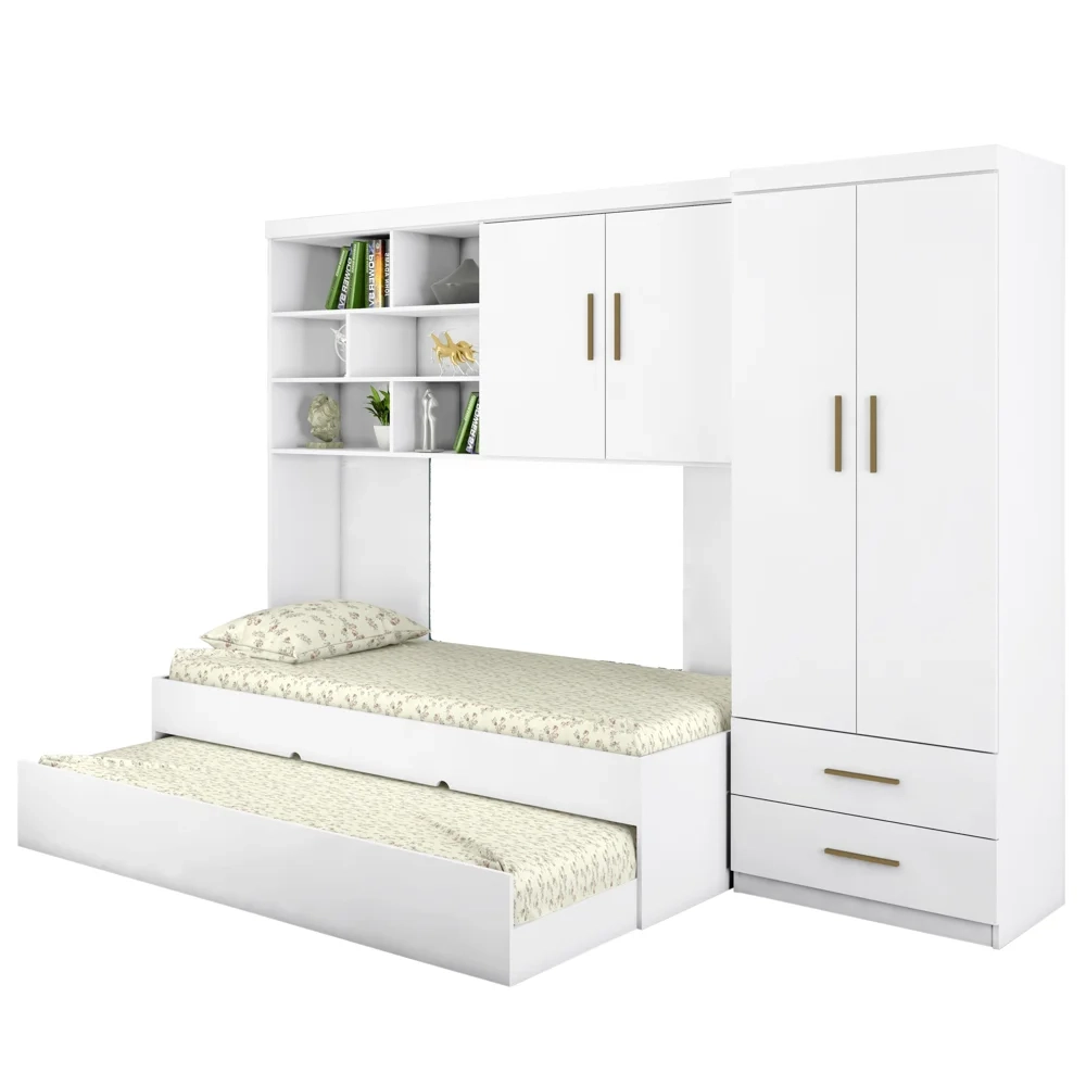 Quarto Infantil Modulado 4 Portas Com Bicama Chiara Branco - Phoenix