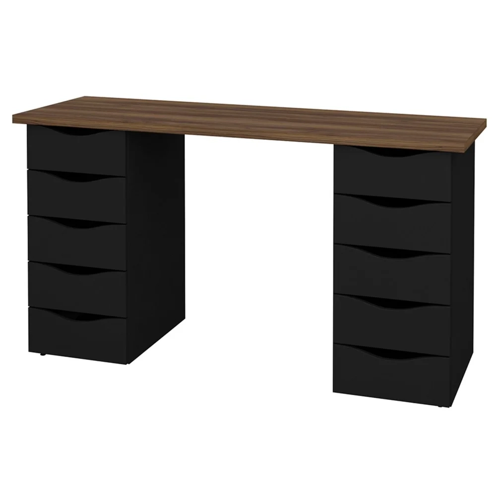 Mesa para Computador Escrivaninha Due Web Nogal/Preto - Artany