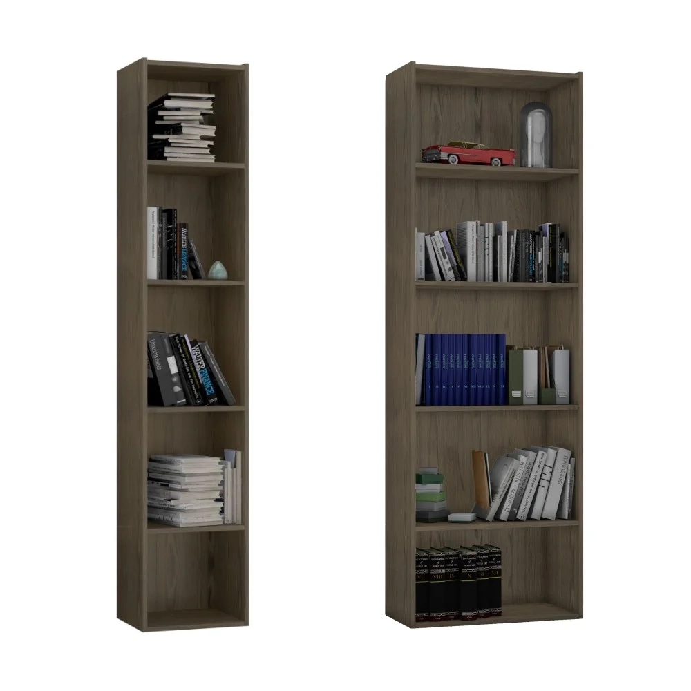 Kit 2 Estantes Livreiro Janaína e Luiza com Prateleiras Castanho - AJL Móveis
