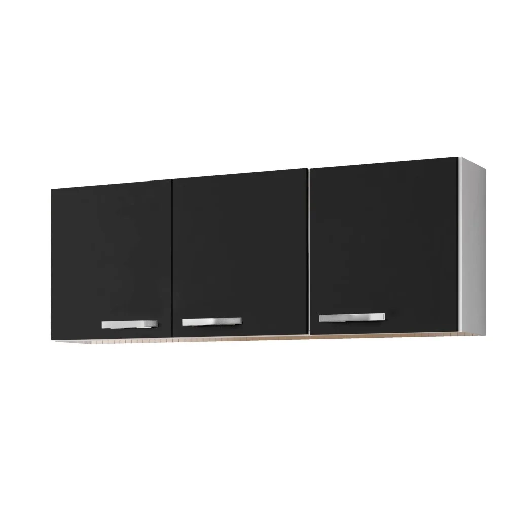 Armário Aéreo Parma 150cm 3 Portas Branco/Preto - Lumil Móveis