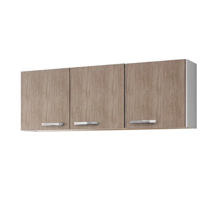 Armário Aéreo Parma 150cm 3 Portas Branco/Castanho - Lumil Móveis