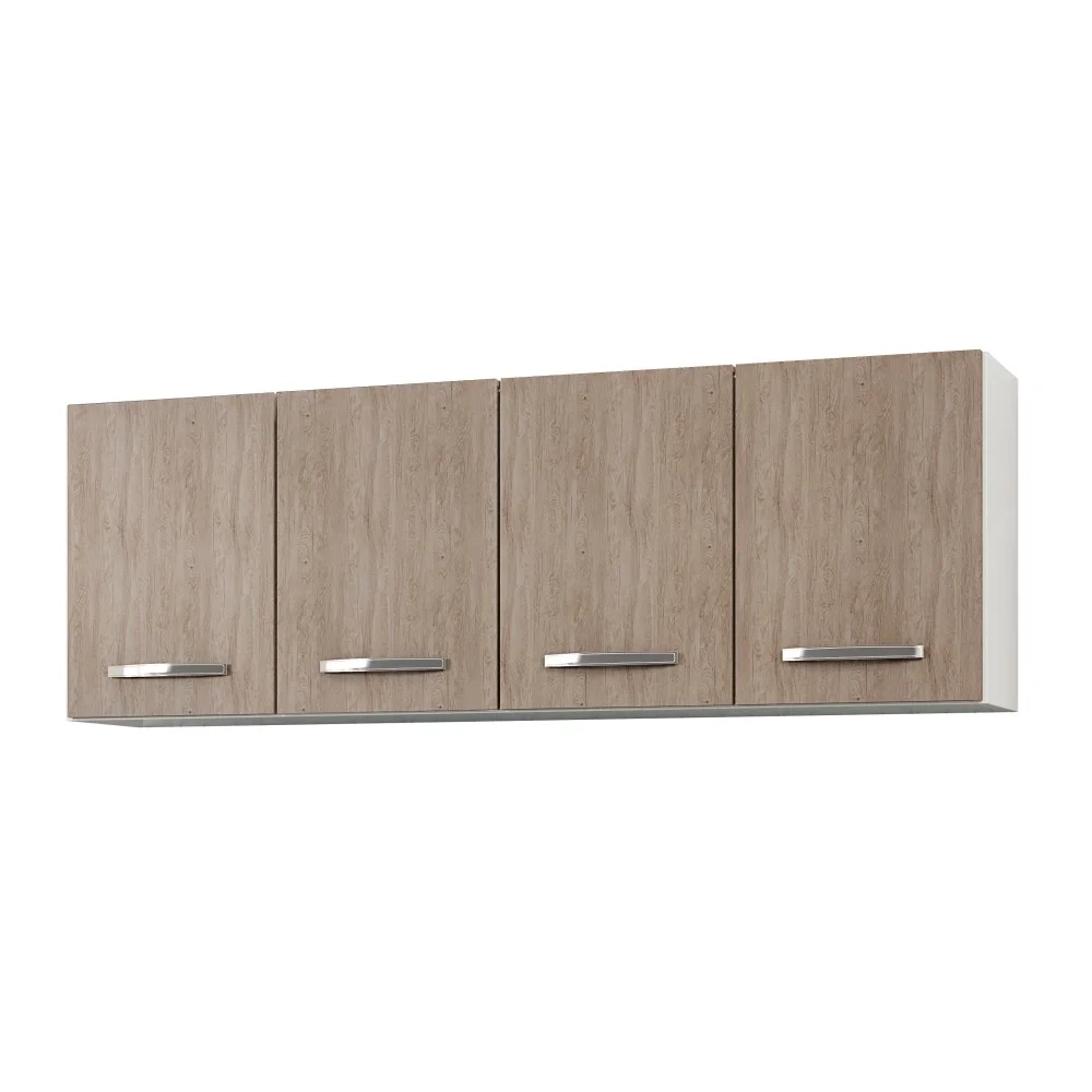 Armário Aéreo Panamá 04 Portas 160cm Branco/Castanho - Lumil Móveis