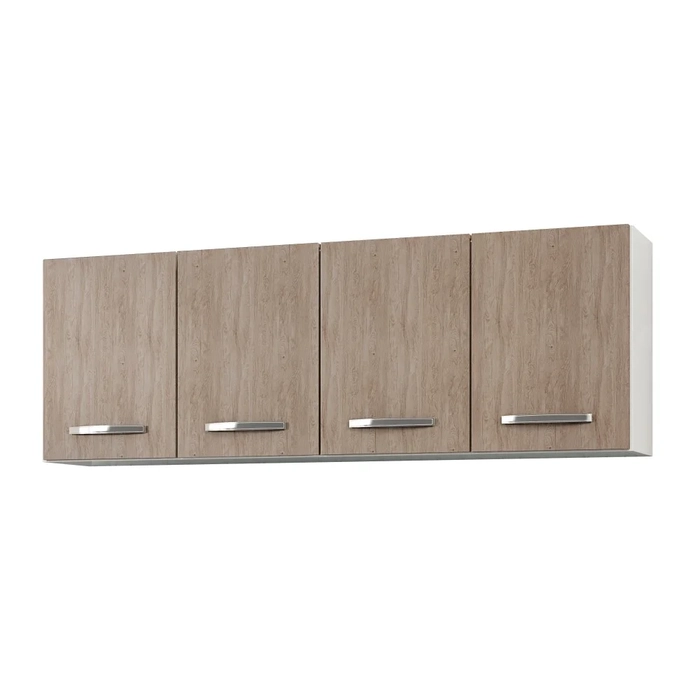 Armário Aéreo Panamá 04 Portas 160cm Branco/Castanho - Lumil Móveis
