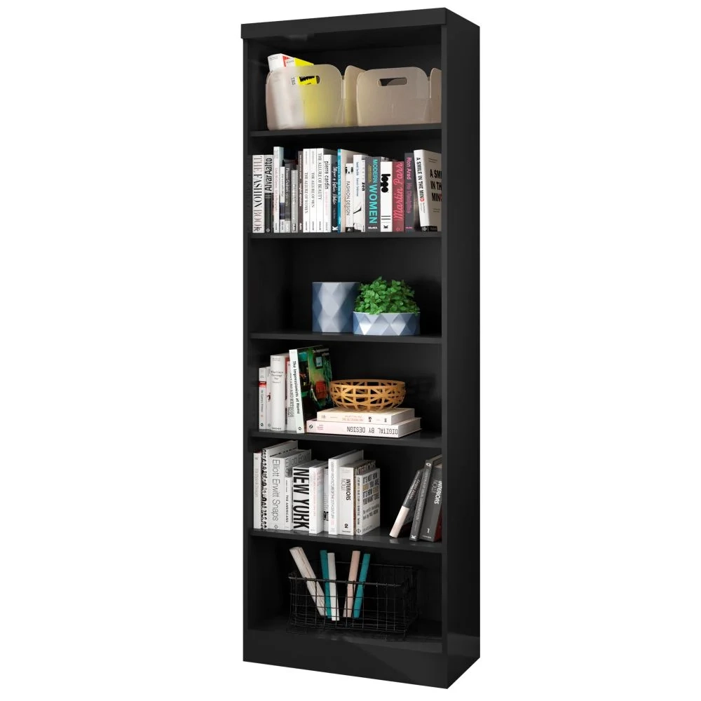 Estante Livreiro com Prateleiras Linus Preto - Qmovi