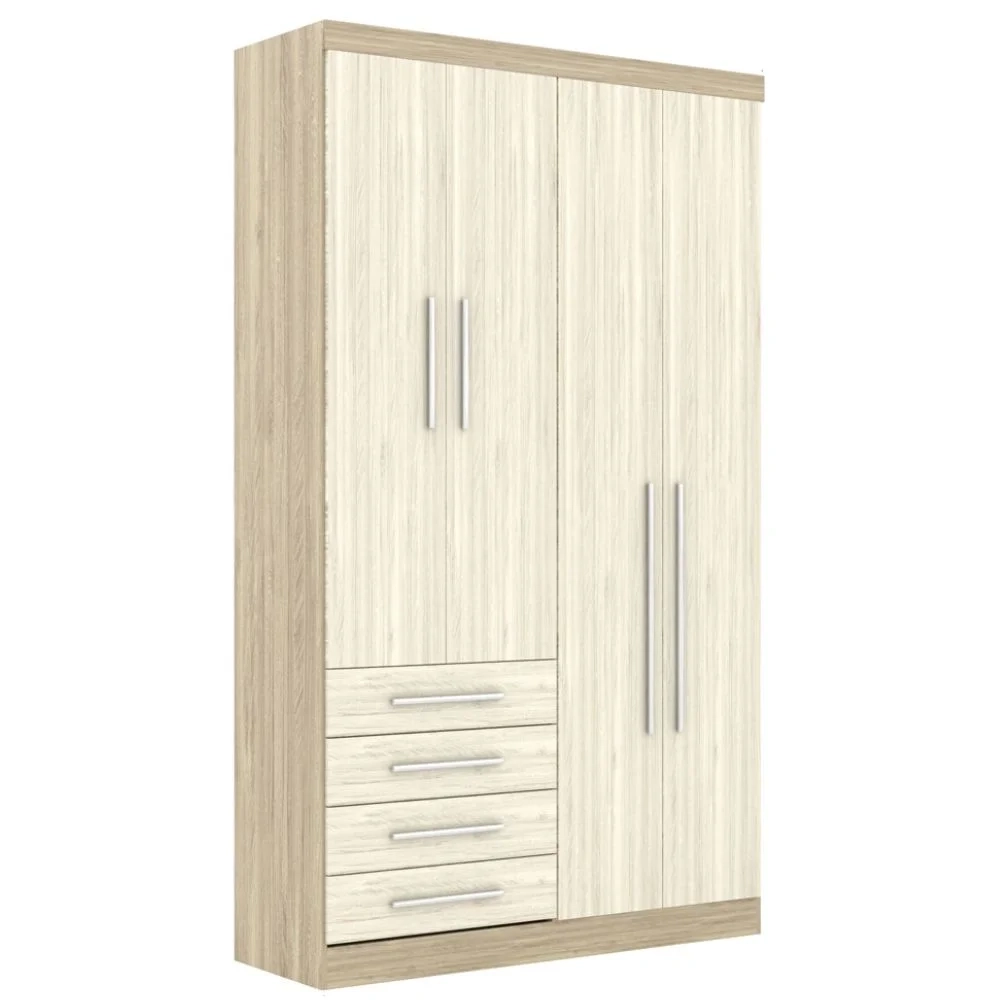 Guarda Roupa Modulado 4 Portas 4 Gavetas 193 Master Avelã Rústico/Ártico Rústico - Eucamóveis