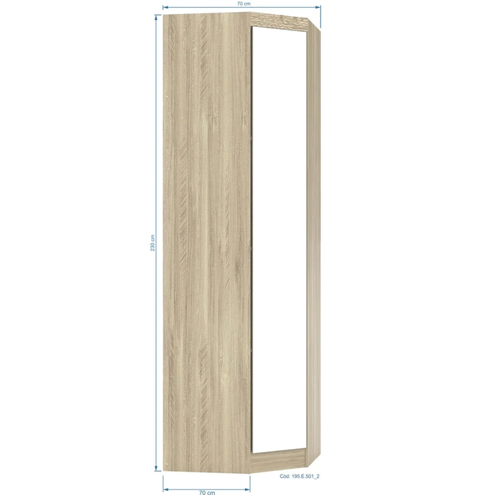 Guarda Roupa Modulado Canto Oblíquo com Espelho 195 Master Avelã Rústico - Eucamóveis