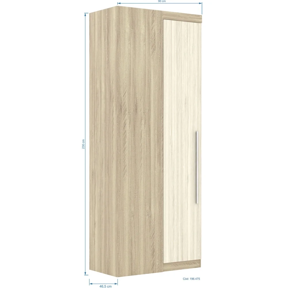Guarda Roupa Modulado Canto Reto 196 Master Avelã Rústico/Ártico Rústico - Eucamóveis 