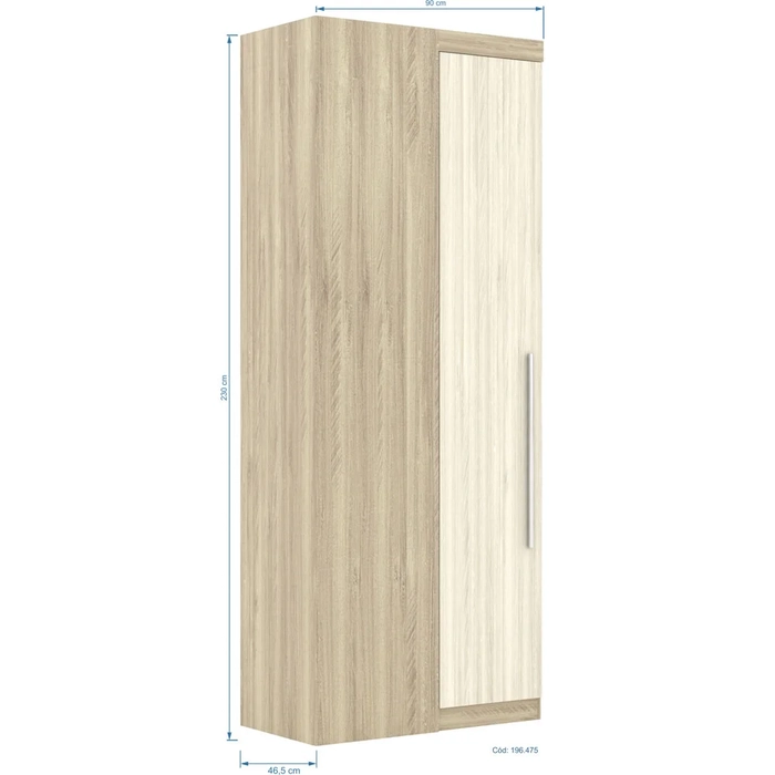 Guarda Roupa Modulado Canto Reto 196 Master Avelã Rústico/Ártico Rústico - Eucamóveis 