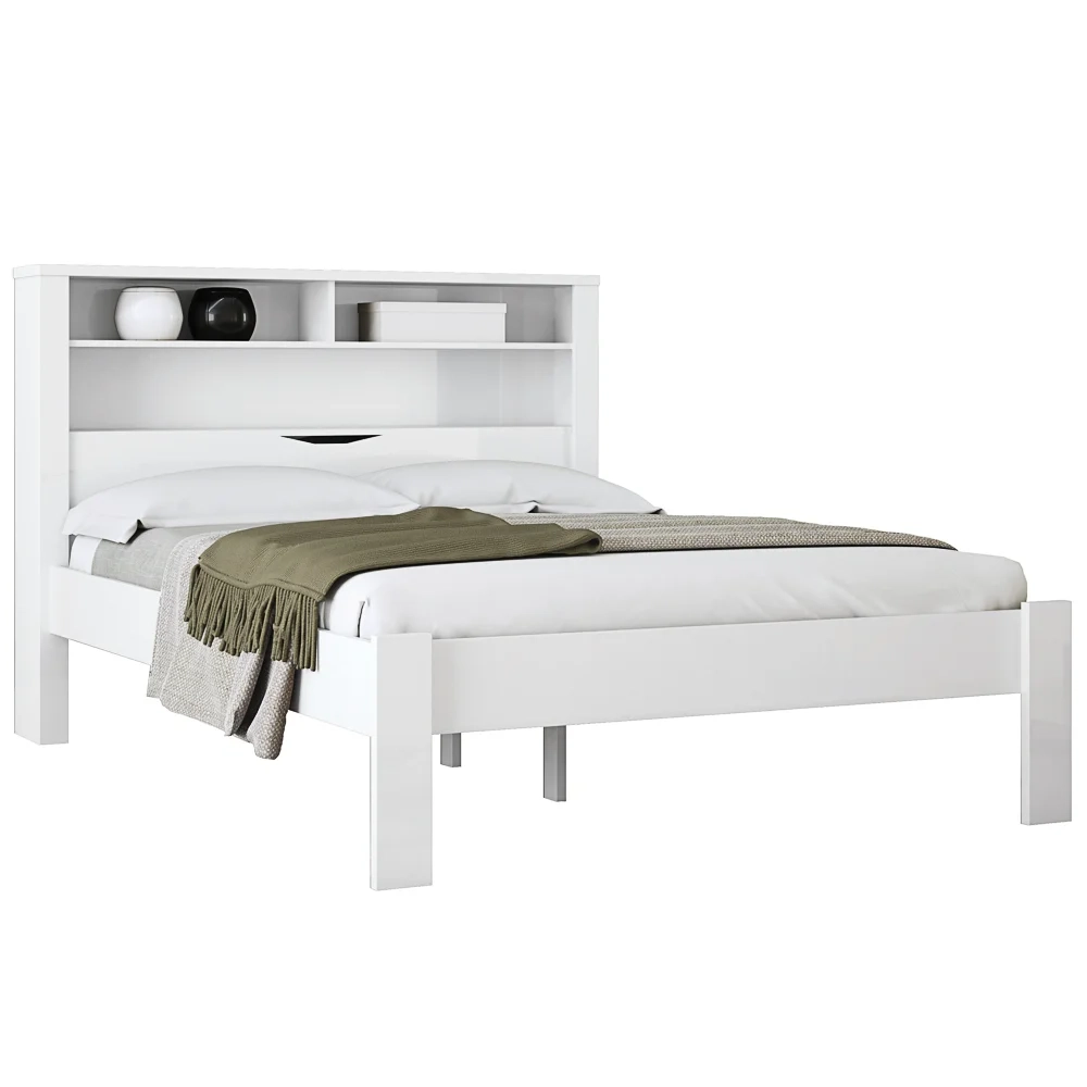 Cama Casal Invicta com Baú Branco - Santos Andirá