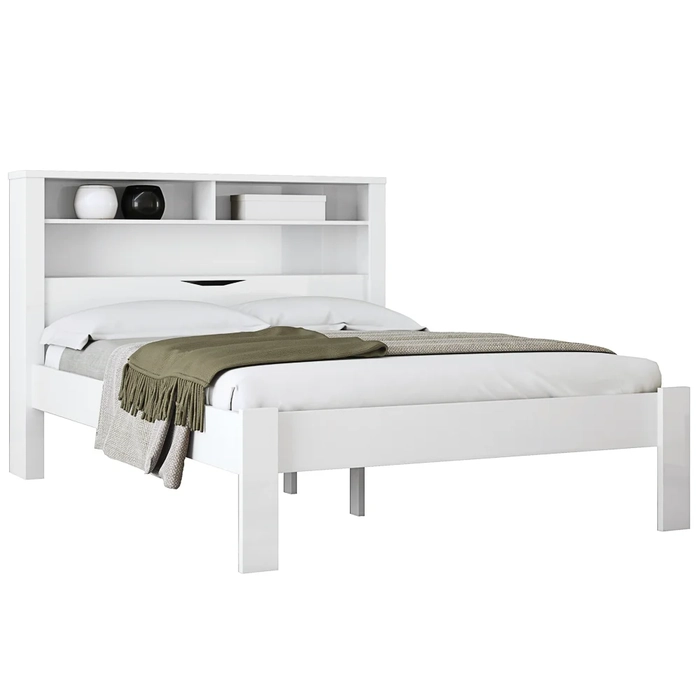 Cama Casal Invicta com Baú Branco - Santos Andirá