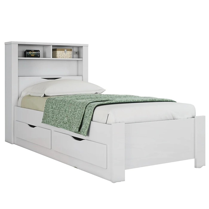 Cama Solteiro Invicta com 2 Gavetas Branco - Santos Andirá