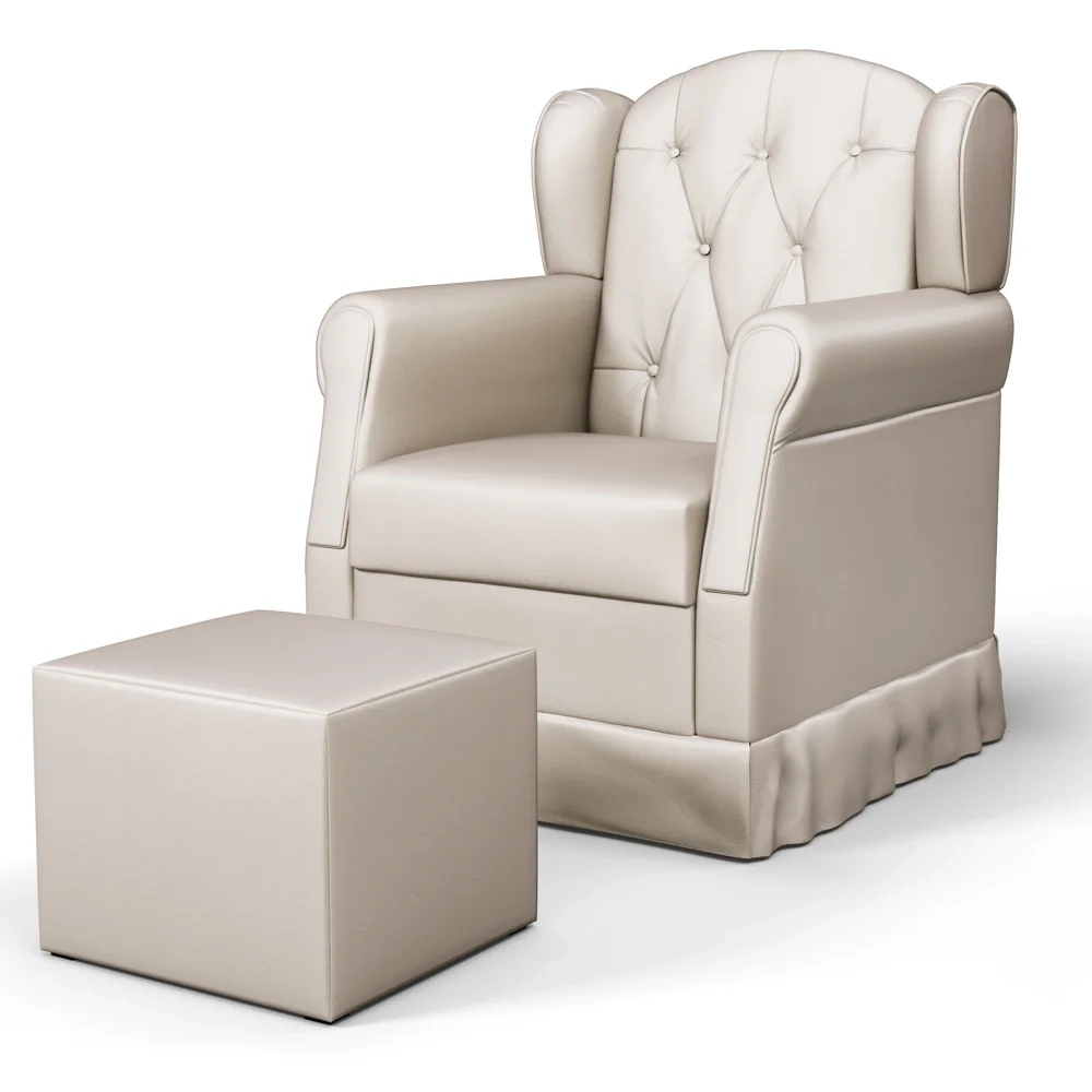 Poltrona de Amamentação Balanço e Puff Letícia Bege - Phoenix