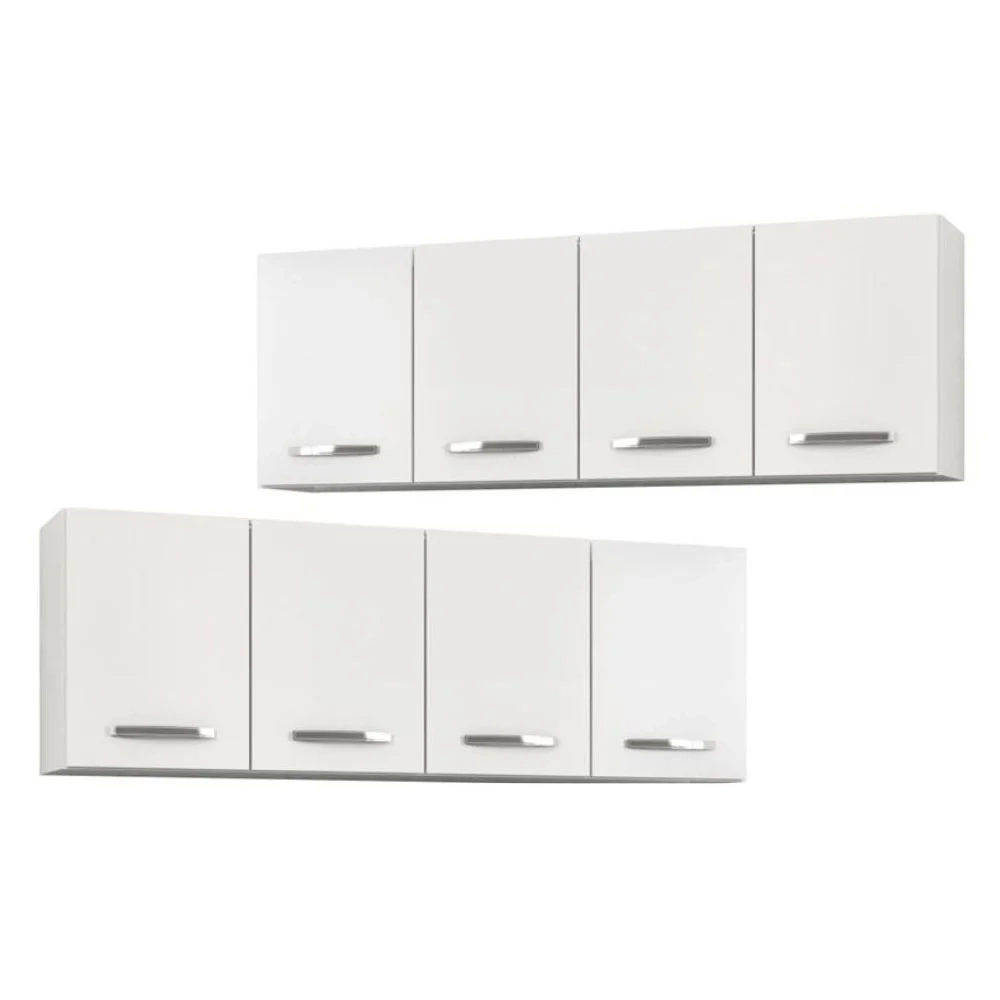Kit 2 Armários Aéreos Panamá 4 Portas 160cm Branco - Lumil Móveis