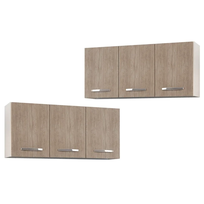 Kit 2 Armários Aéreos Honduras 3 Portas 120cm Branco/Castanho - Lumil Móveis
