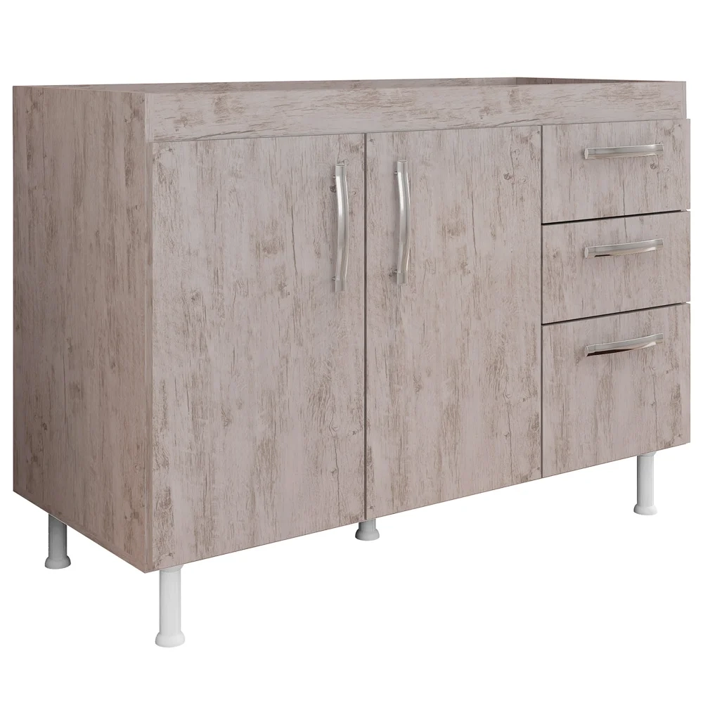 Balcão Gabinete Para Pia 120cm Nathan 2 Portas Rústico - Nathy Móveis