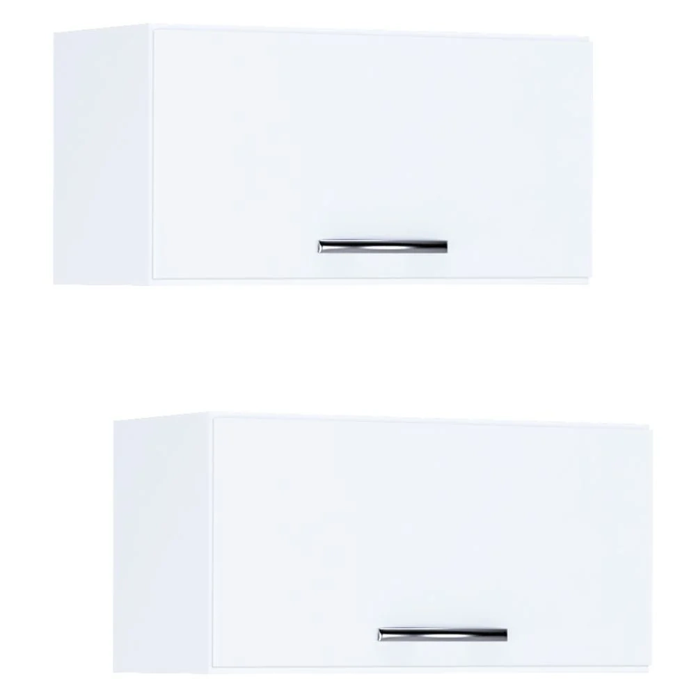 Kit 2 Armários Aéreos 60cm 1 Porta Branco - AJL Móveis