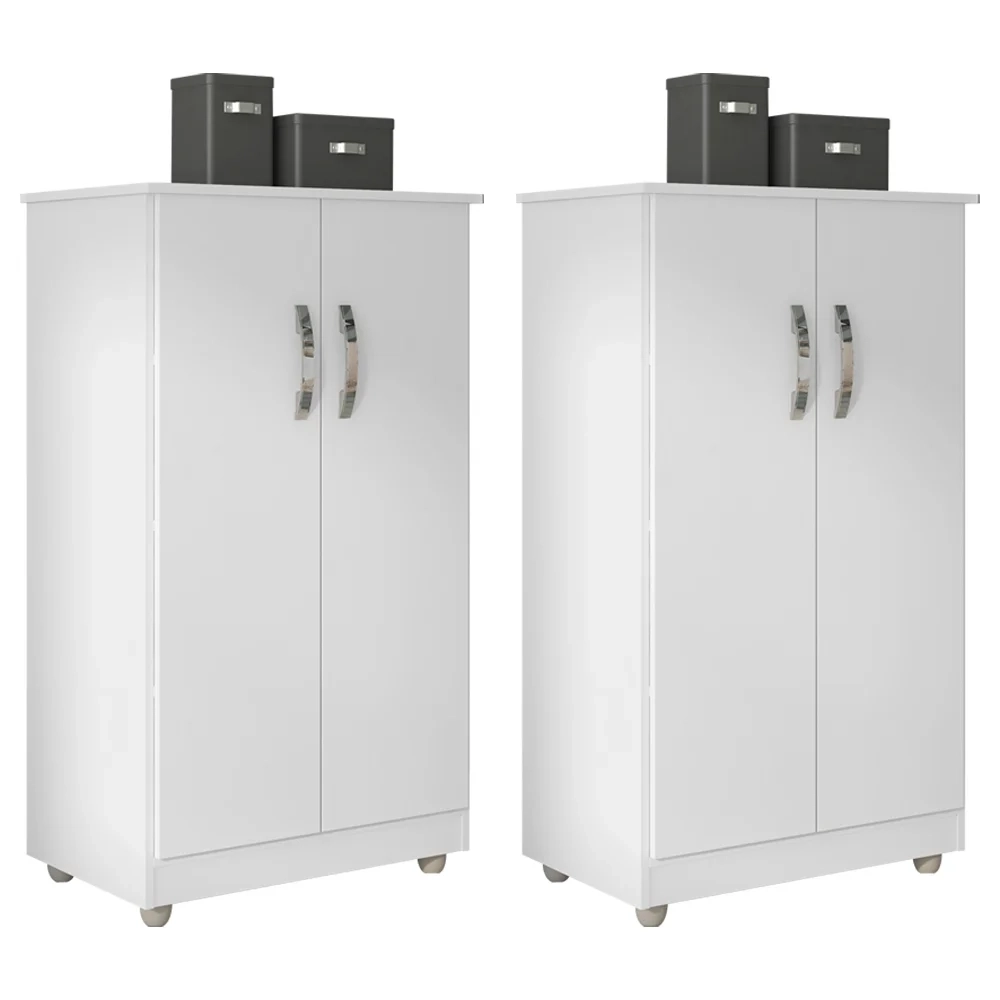 Kit 2 Armários Organizador Multiuso Rosana 2 Portas Branco - AJL Móveis