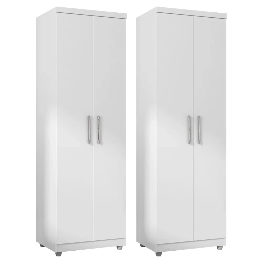 Kit 2 Armários Multiuso Organizador 2 Portas Sabrina Branco - AJL Móveis