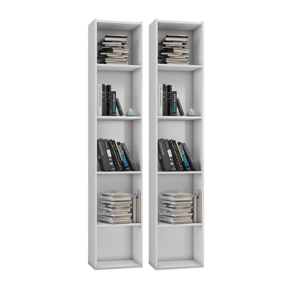 Kit 2 Estantes Livreiro 4 Prateleiras Janaína Branco - AJL Móveis