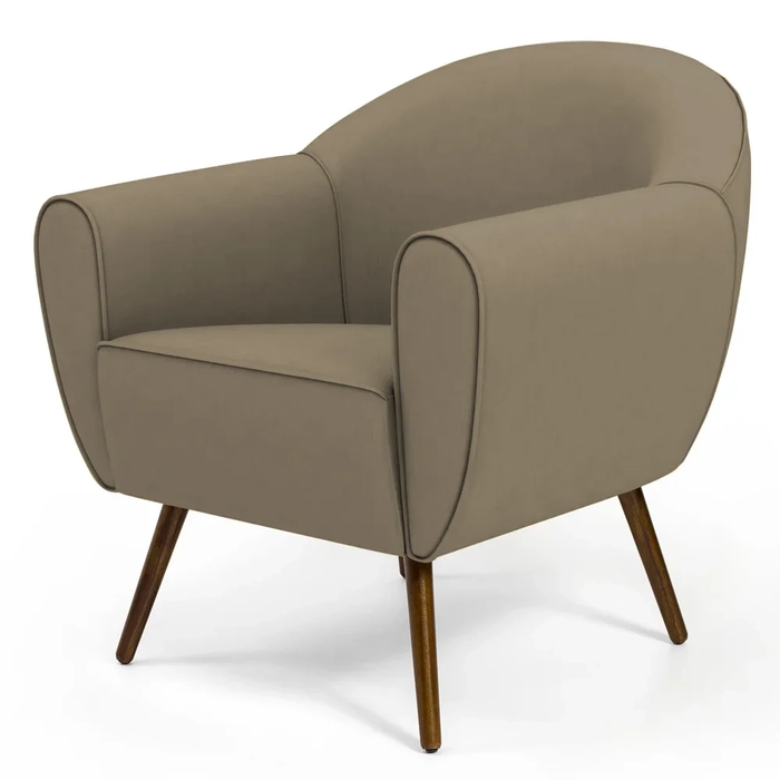 Poltrona Decorativa Nina Corano C-19 com Pés Palito Castanho - Domi