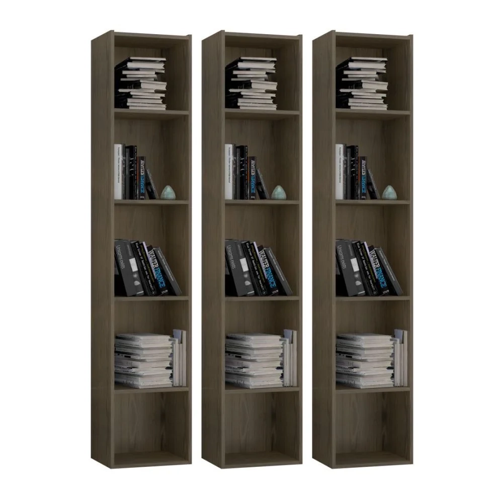 Kit 3 Estantes Livreiro 4 Prateleiras Janaína Castanho - AJL Móveis