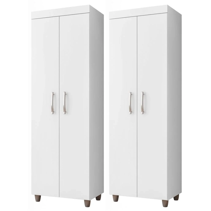Kit 2 Armários Multiuso Rafaela 2 Portas Branco - Nathy Móveis