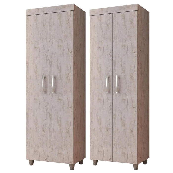 Kit 2 Armários Multiuso Rafaela 2 Portas Rústico - Nathy Móveis