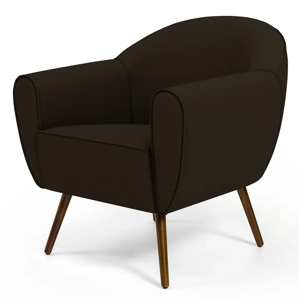 Poltrona Decorativa Nina Corano C-34 com Pés Palito Castanho - Domi