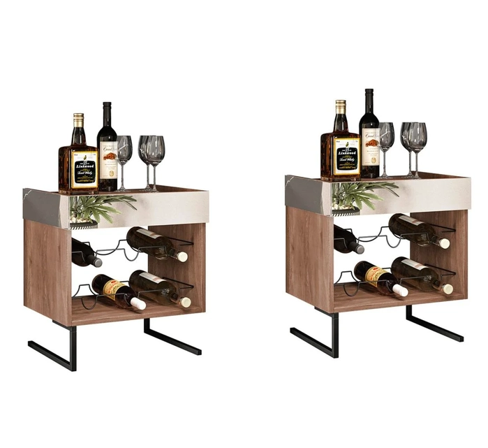 Conjunto 2 Adegas Espelhadas 6 Garrafas com Pés Metálicos Estilo Industrial Loft D09 Demolição/Preto - Mpozenato