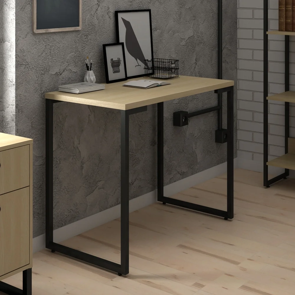 Kit 2 Mesas Escritório 90cm Estilo Industrial New Port F02 Nature - Mpozenato