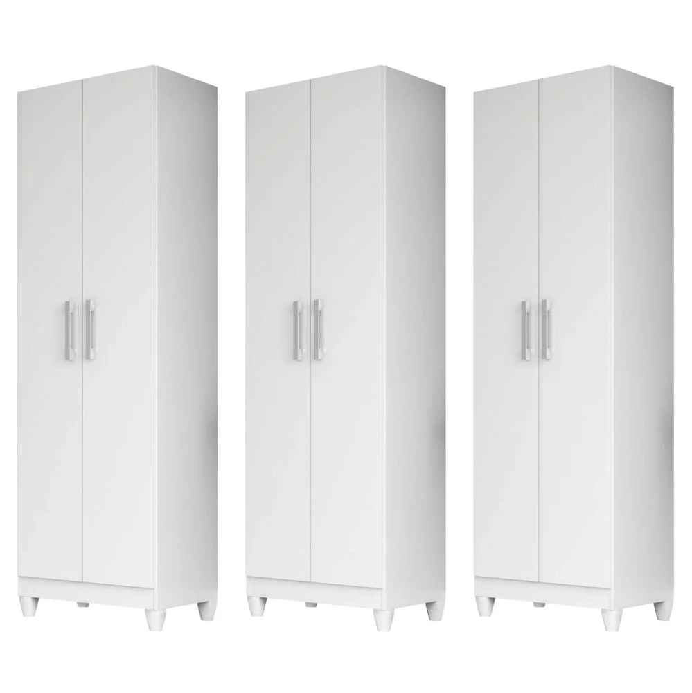 Kit 3 Armários Organizadores Multiuso Íris 2 Portas Branco - Moval