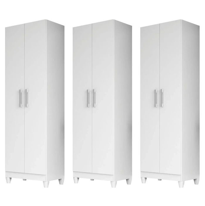 Kit 3 Armários Organizadores Multiuso Íris 2 Portas Branco - Moval