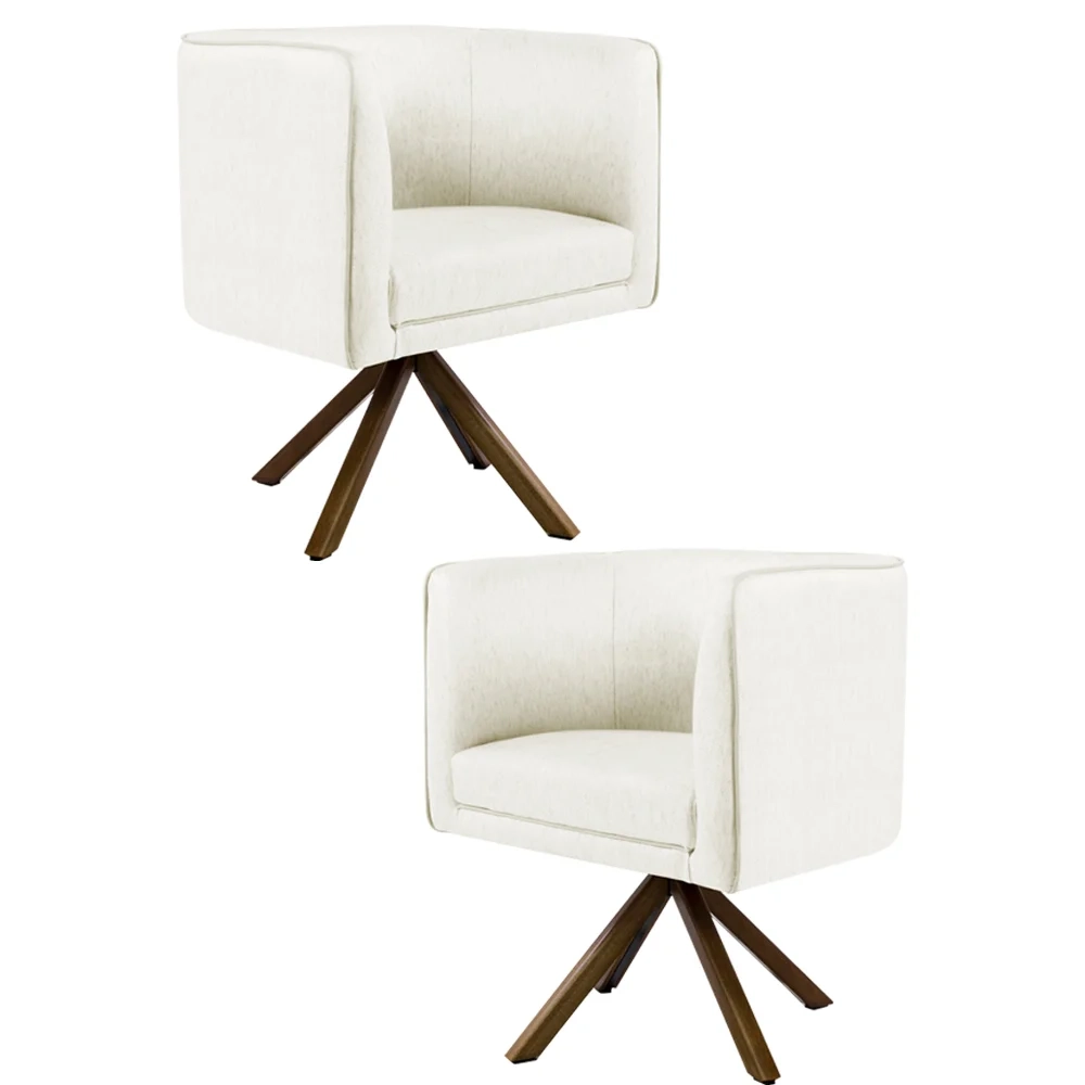 Kit 2 Poltronas Decorativas Base Giromad Madeira Betina C-309 Veludo Bege - Domi