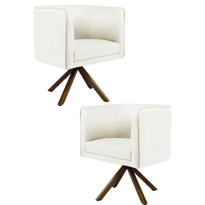Kit 2 Poltronas Decorativas Base Giromad Madeira Betina C-309 Veludo Bege - Domi