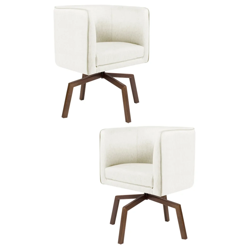 Kit 2 Poltronas Decorativas Base Ka Madeira Betina C-309 Veludo Bege - Domi