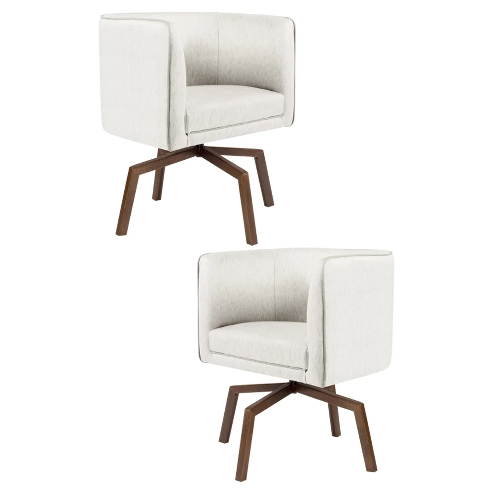 Kit 2 Poltronas Decorativas Base Ka Madeira Betina C-443 Linho Bege - Domi