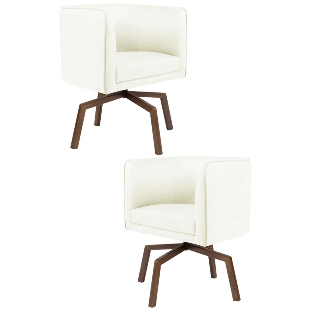 Kit 2 Poltronas Decorativas Base Ka Madeira Betina C-26 Corano Bege - Domi