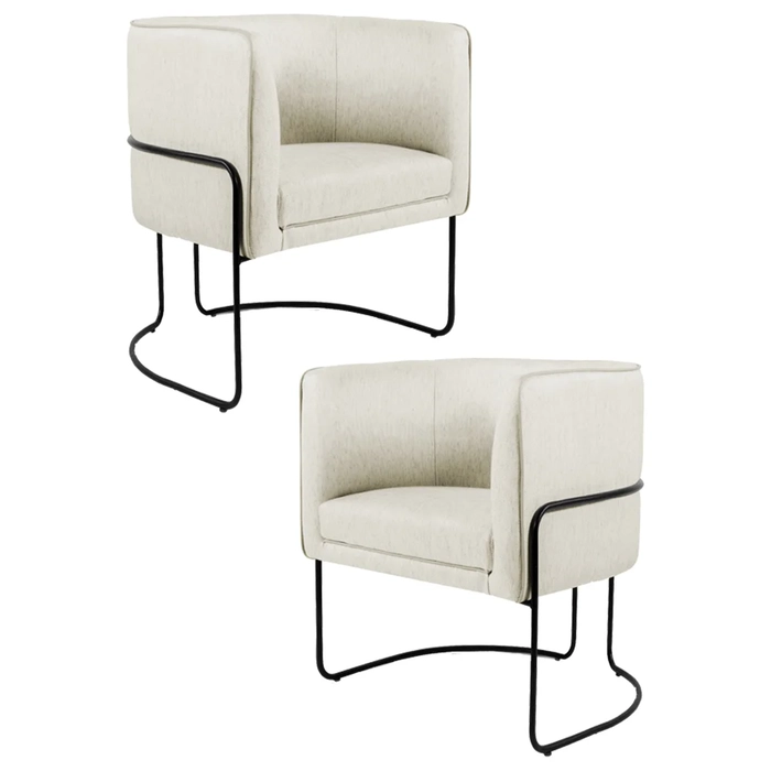 Kit 2 Poltronas Decorativas Base Aço Betina C-107 Linho Cru - Domi