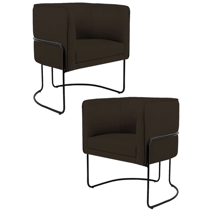 Kit 2 Poltronas Decorativas Base Aço Betina C-34 Sintético Marrom - Domi