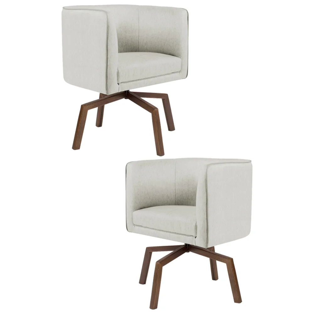 Kit 2 Poltronas Decorativas Base Ka Madeira Betina C-107 Linho Cru - Domi