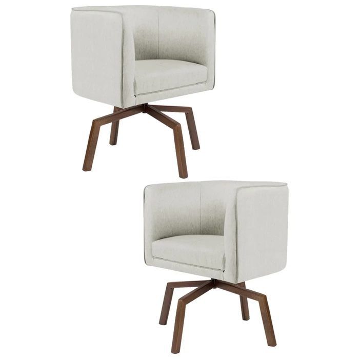 Kit 2 Poltronas Decorativas Base Ka Madeira Betina C-107 Linho Cru - Domi