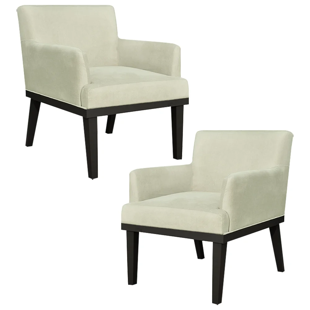 Kit 02 Poltronas Decorativas Vitória W01 Suede Bege - Mpozenato