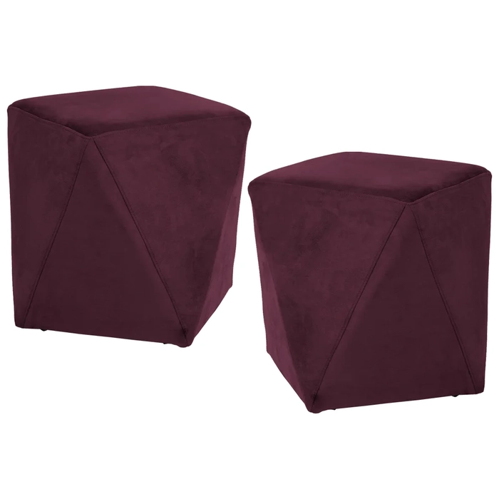 Kit 2 Puffs Decorativos Ametista C-292 Veludo Uva - Domi