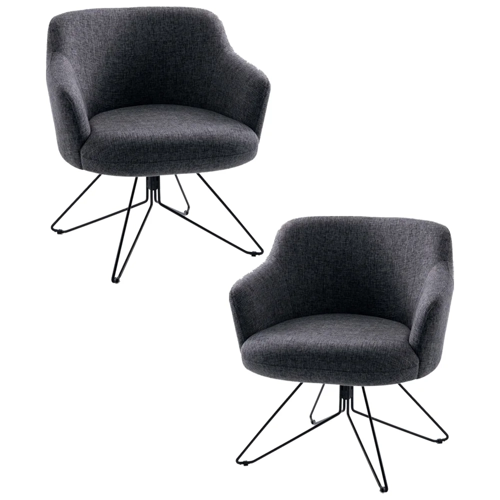 Kit 2 Poltronas Decorativas Base Orby Jade Linho D-469 Mescla - Domi