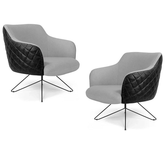 Kit 2 Poltronas Decorativas Jade Base Orby Fixa Corano C-05 Lona C-315 Cinza Claro - Domi