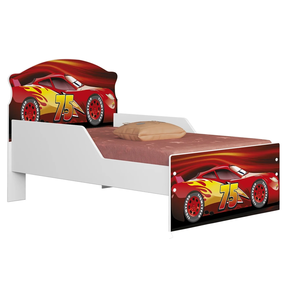 Mini Cama Infantil 148x68cm Proteção Lateral Carro Vermelho Z53 - Mpozenato
