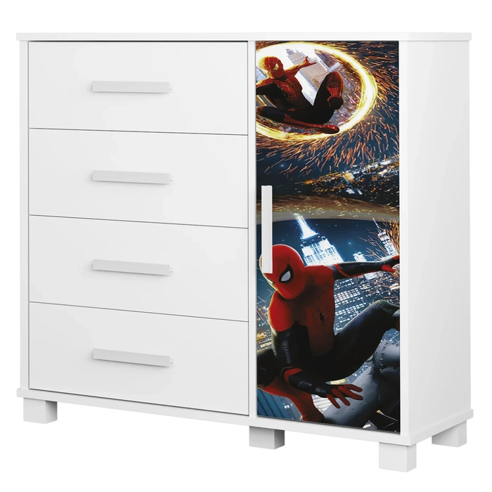 Cômoda Infantil Para Quarto 80cm 4 Gavetas Herói Aranha Z53 - Mpozenato